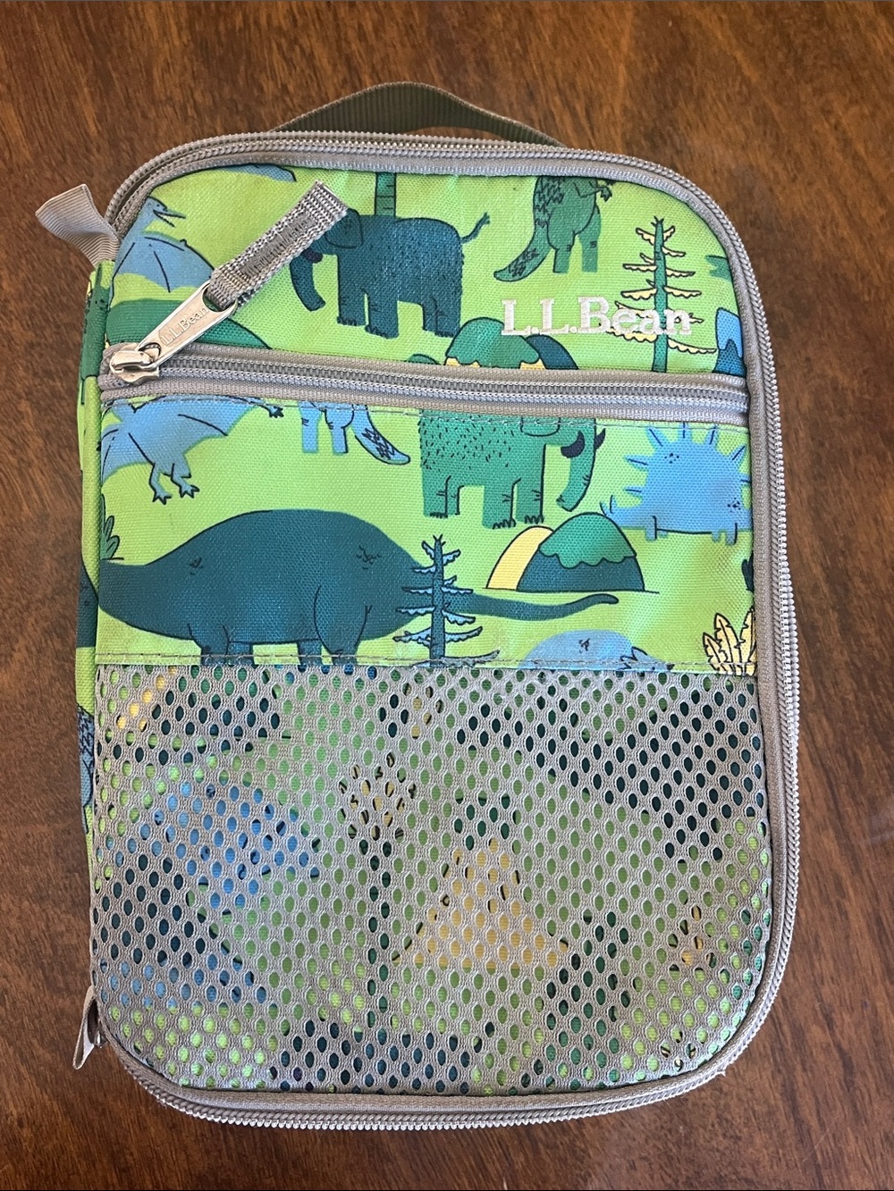 L.L. Bean Green & Blue Dinosaur Kids Lunch Bag